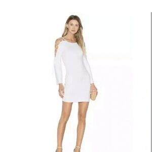 Bailey 44 Daiquiri Sweater Dress Small Cream Midi Lace Up Sleeve Bodycon NWT